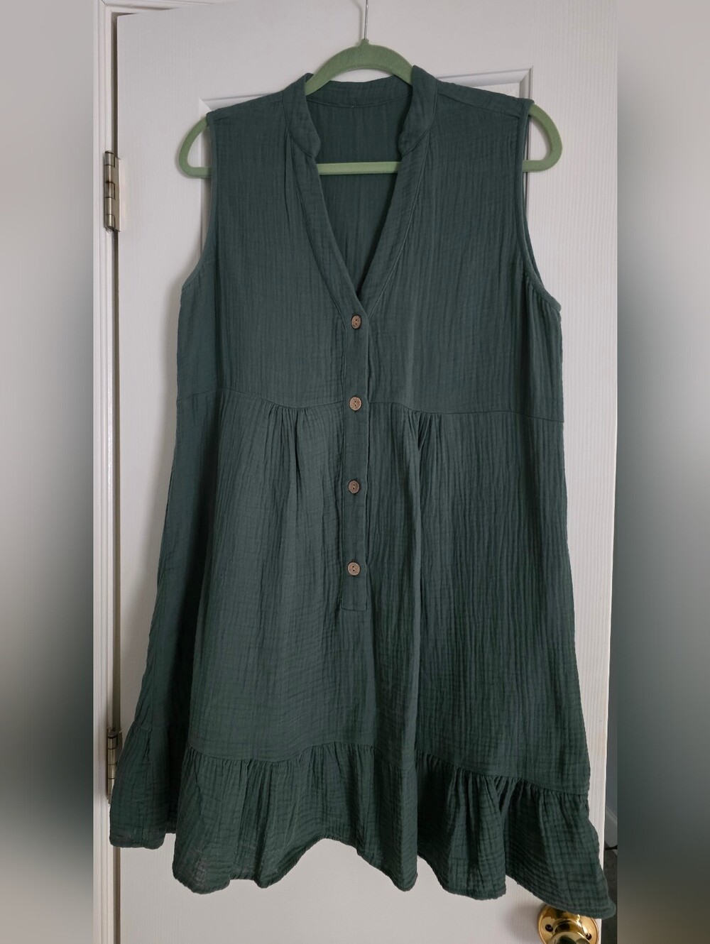 Cupshe Cotton Flowy Ruffle Hem Dress Soft Green Size M